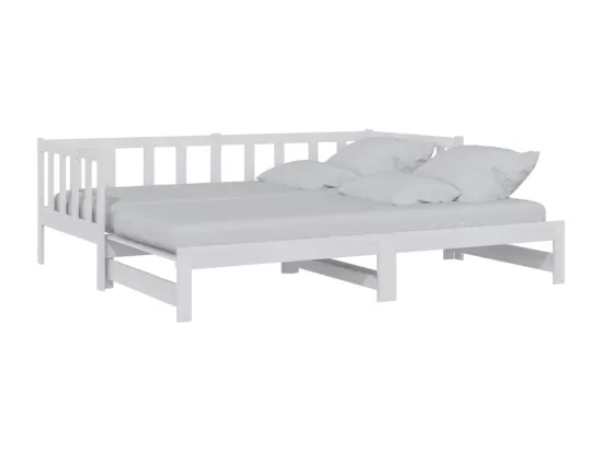 Lit coulissant Blanc 2x(90x200) cm Bois de pin massif