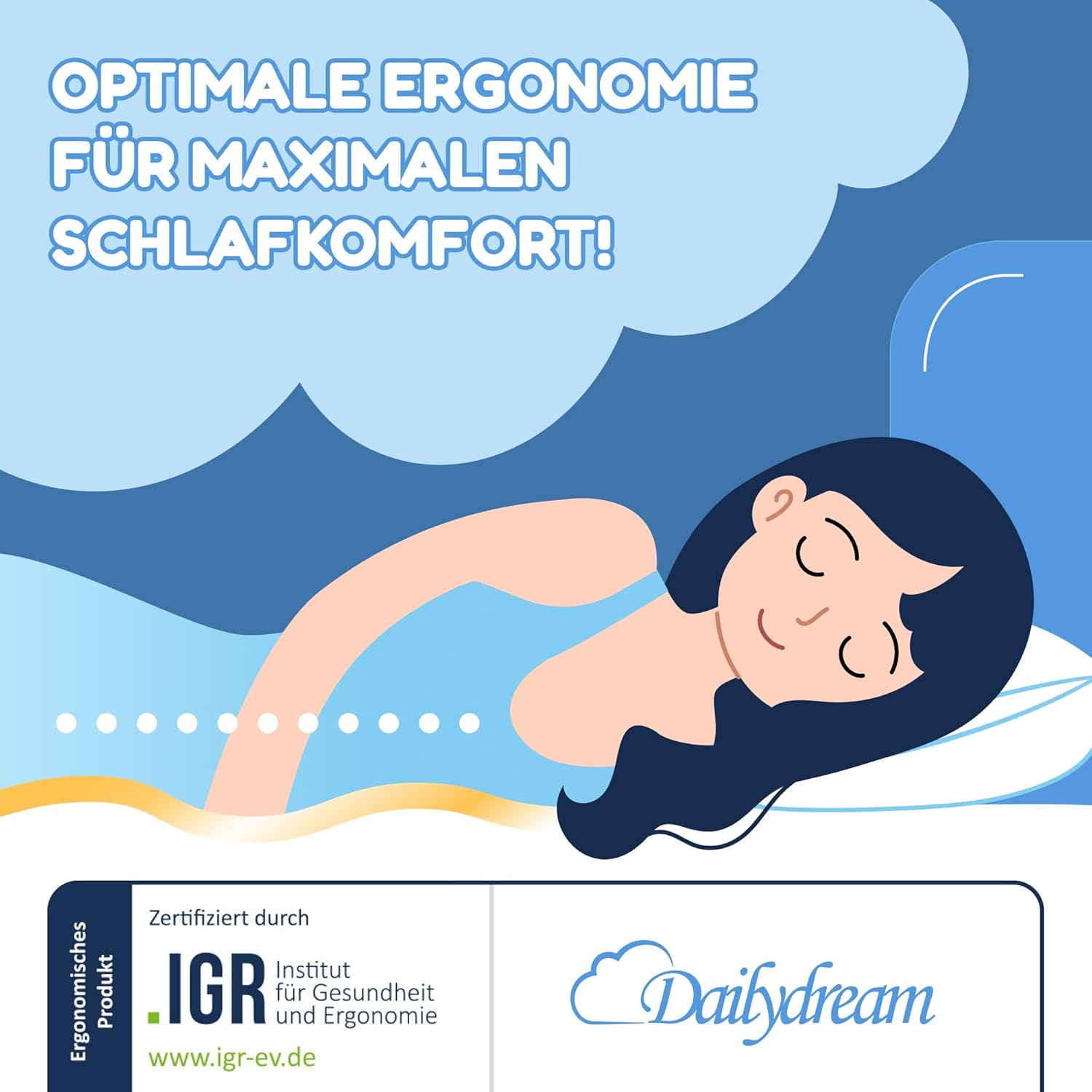 Dailydream Matratzen Topper 140x200cm | Memory Foam | 3,5cm hoch | Edition Pure, Model S | Zertifiziert & ergonomisch für unbequeme Matratze, Boxspringbett & Gästebett | Mattress Topper 140x200