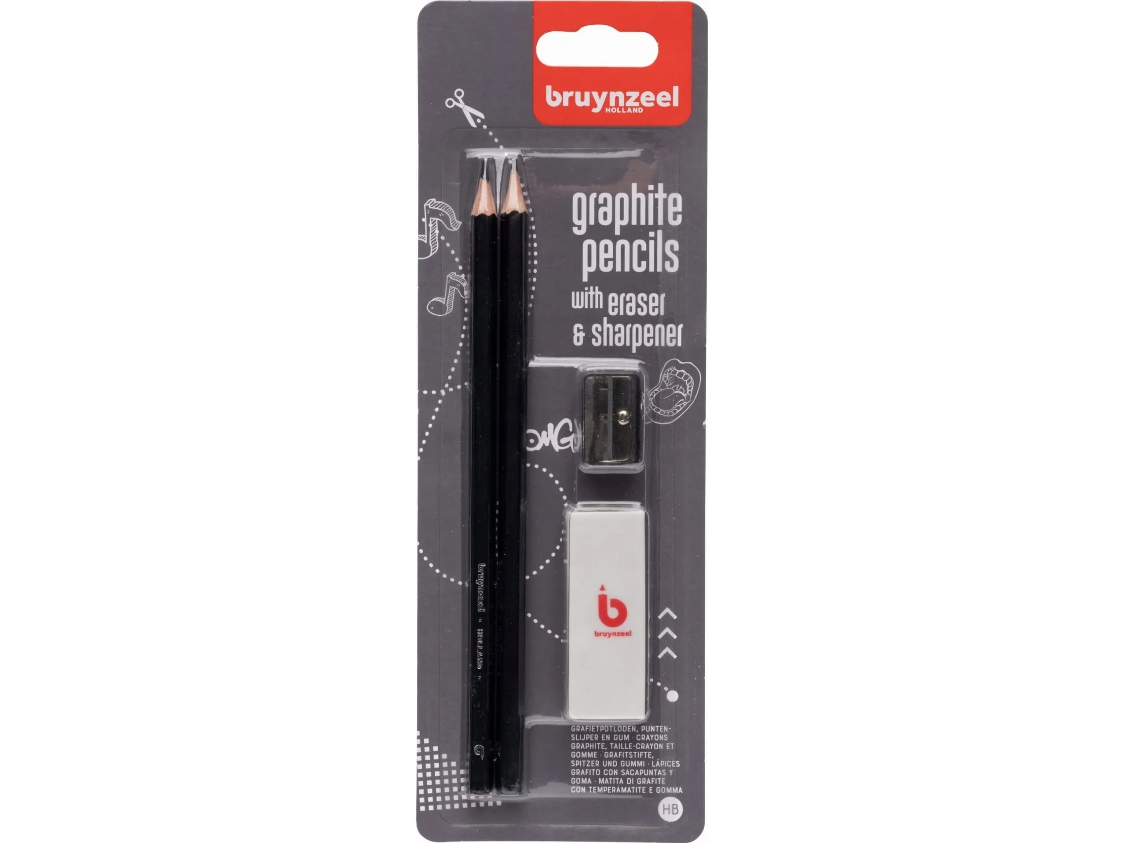 BRUYNZEEL SAKURA Bruynzeel Graphite pencil set | 2 HB graphite pencils   sharpener & eraser