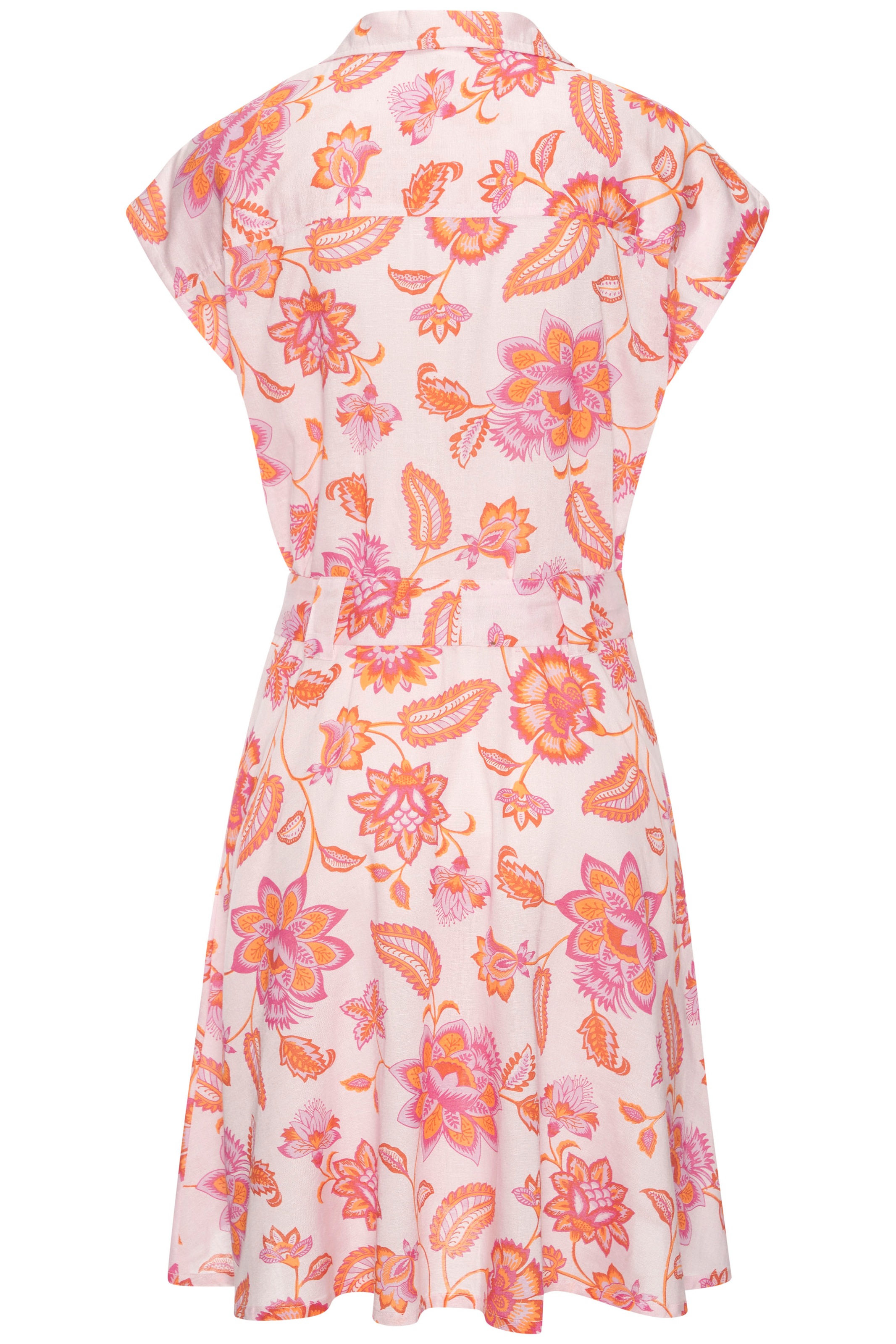 LASCANA Hemdblusenkleid mit Bindegürtel,  aus Leinenmix, mit Reverskragen, Alloverprint