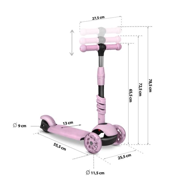 Trehjuls scooter Ricokids Cubi - Rosa