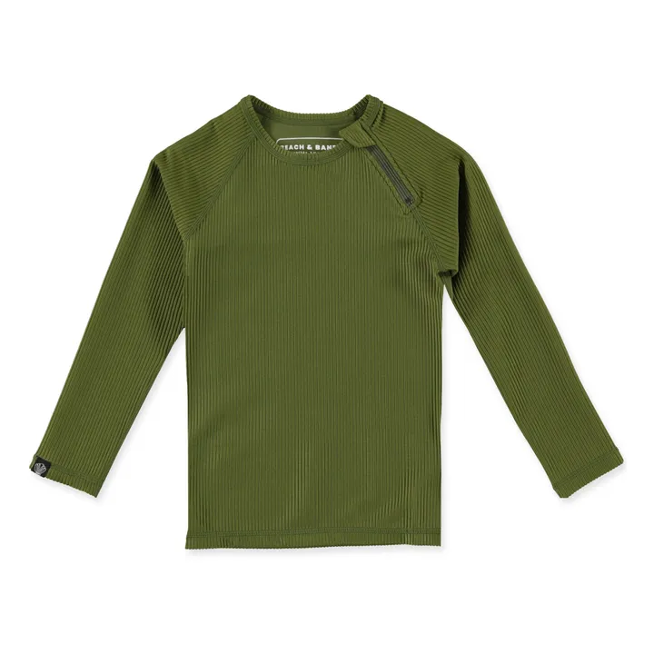 Beach & Bandits T-Shirt Anti-UV Côtelé | Vert foncé