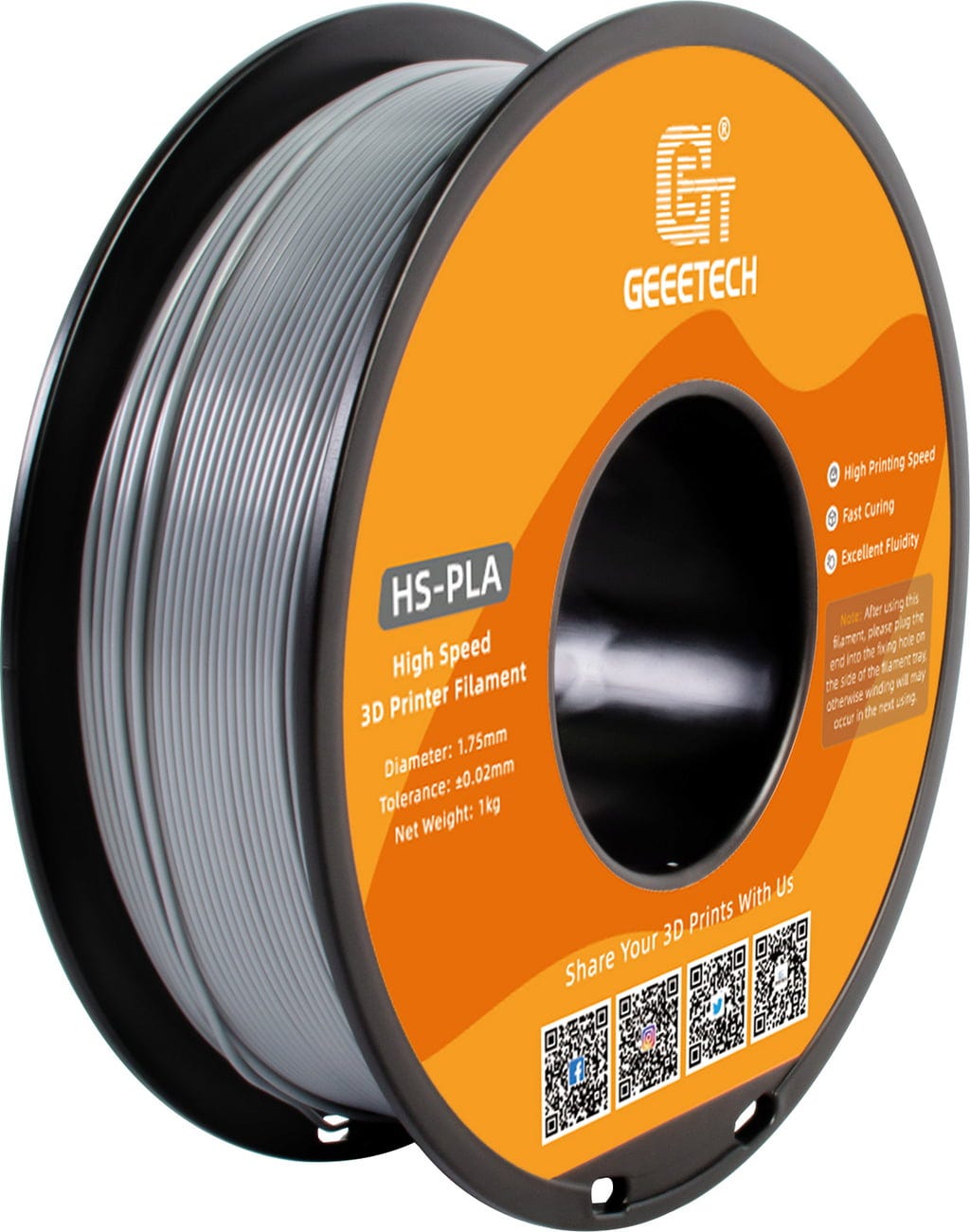 GEEETECH  HS-PLA Silver, 1,75 mm / 1000 g    Das Filament für Top-Leistung &  blitzschnelle Ergebnisse in Silver