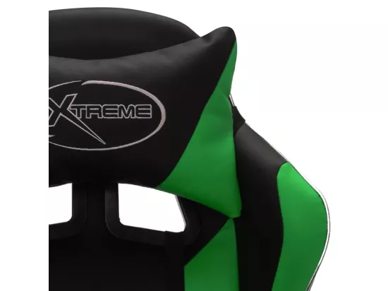 Fauteuil de jeux vidéo avec LED RVB Vert et noir Similicuir