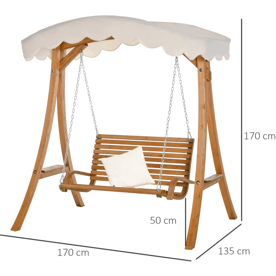 Outsunny Hollywoodschaukel 2-Sitzer natur, creme