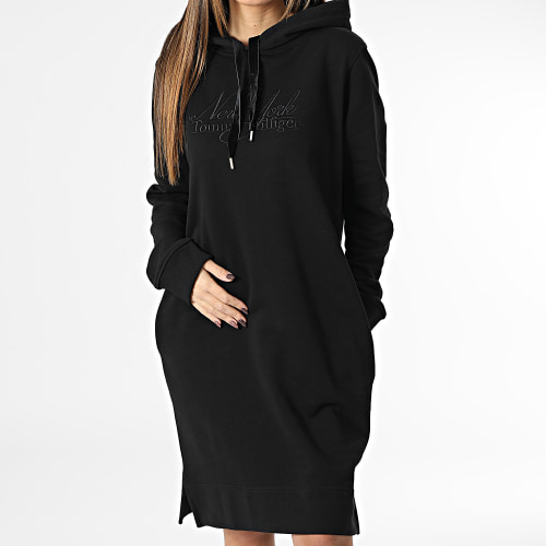Robe Sweat Capuche Femme Regular Velvet Trim 7100 Noir
