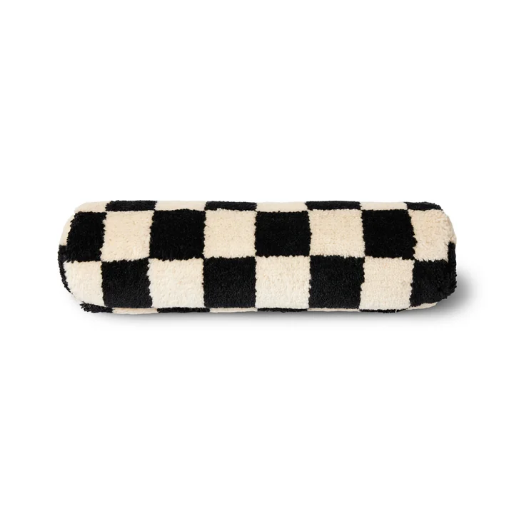 HKliving - Wollkissen, Ø 13 x 50 cm, black and white statement