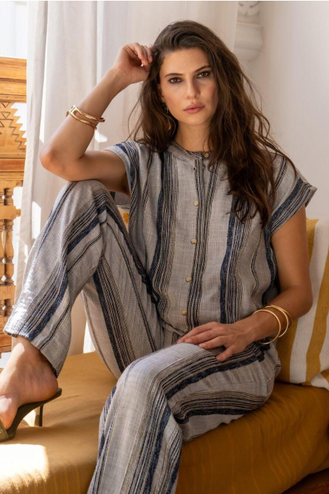 Geisha blauwe dames blouse