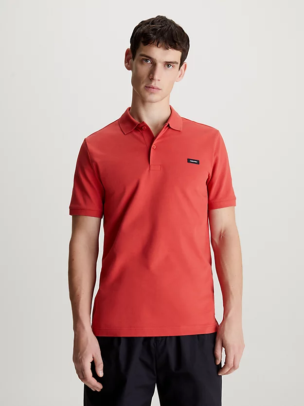 Camisa polo de corte justo com gola elástica em piqué