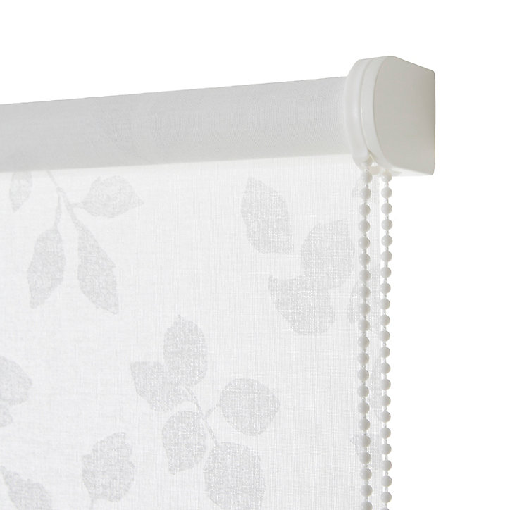 Store enrouleur Colours Azzuro polyester blanc fleurs 120 x 195 cm
