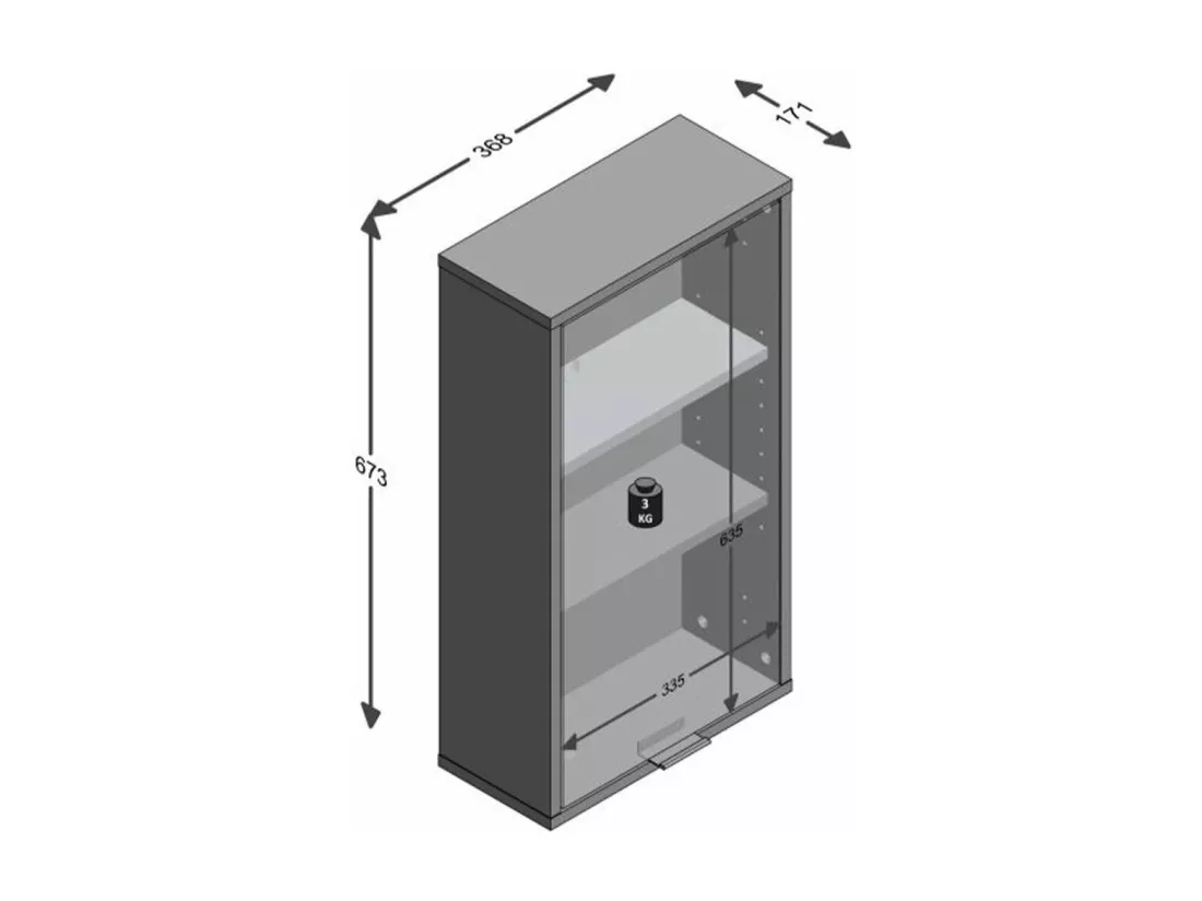 Meuble Haut de Salle de Bain 1 Porte L37 x H68cm - Zamora