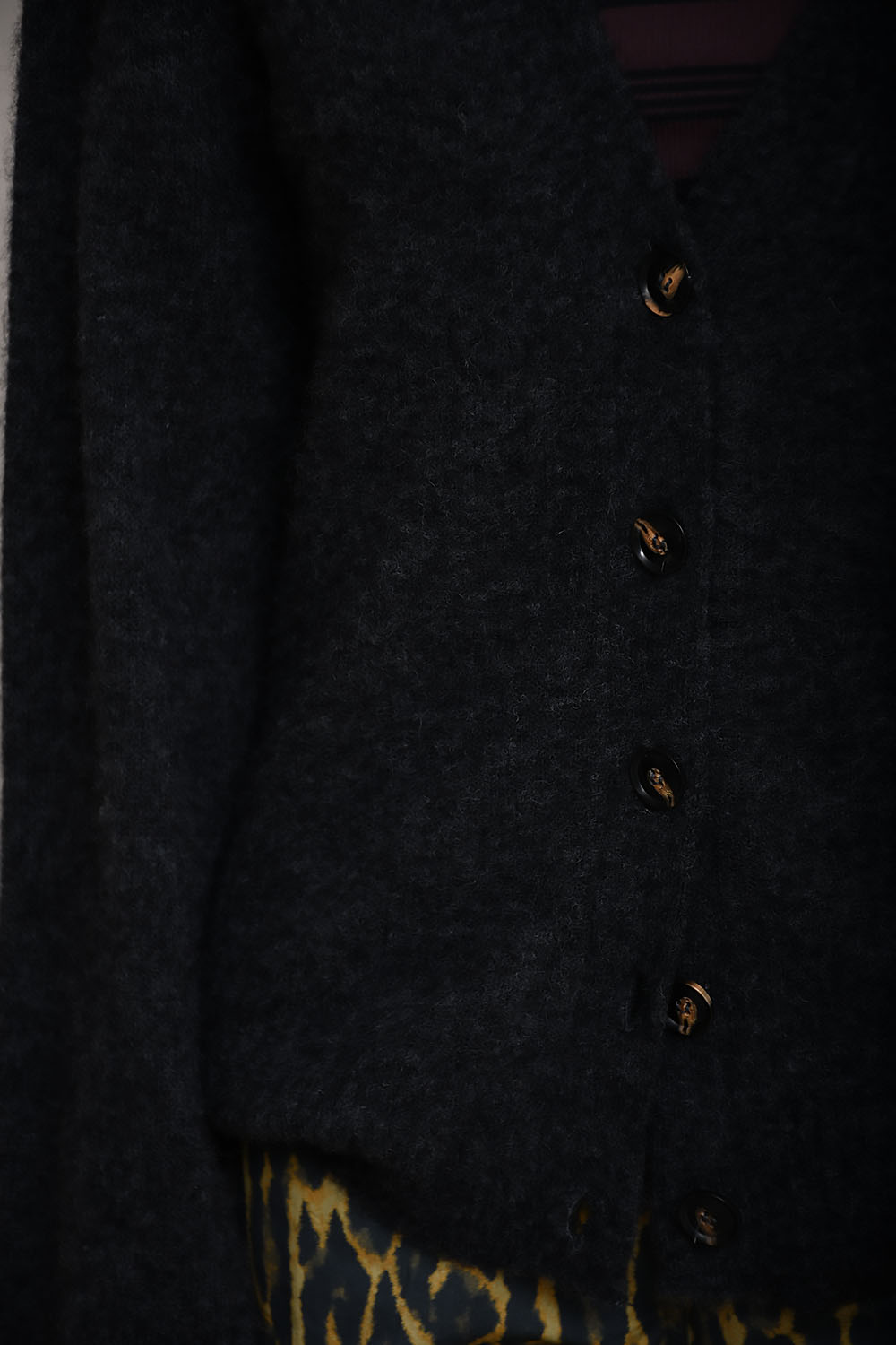 Brushed alpaca graphic cardigan