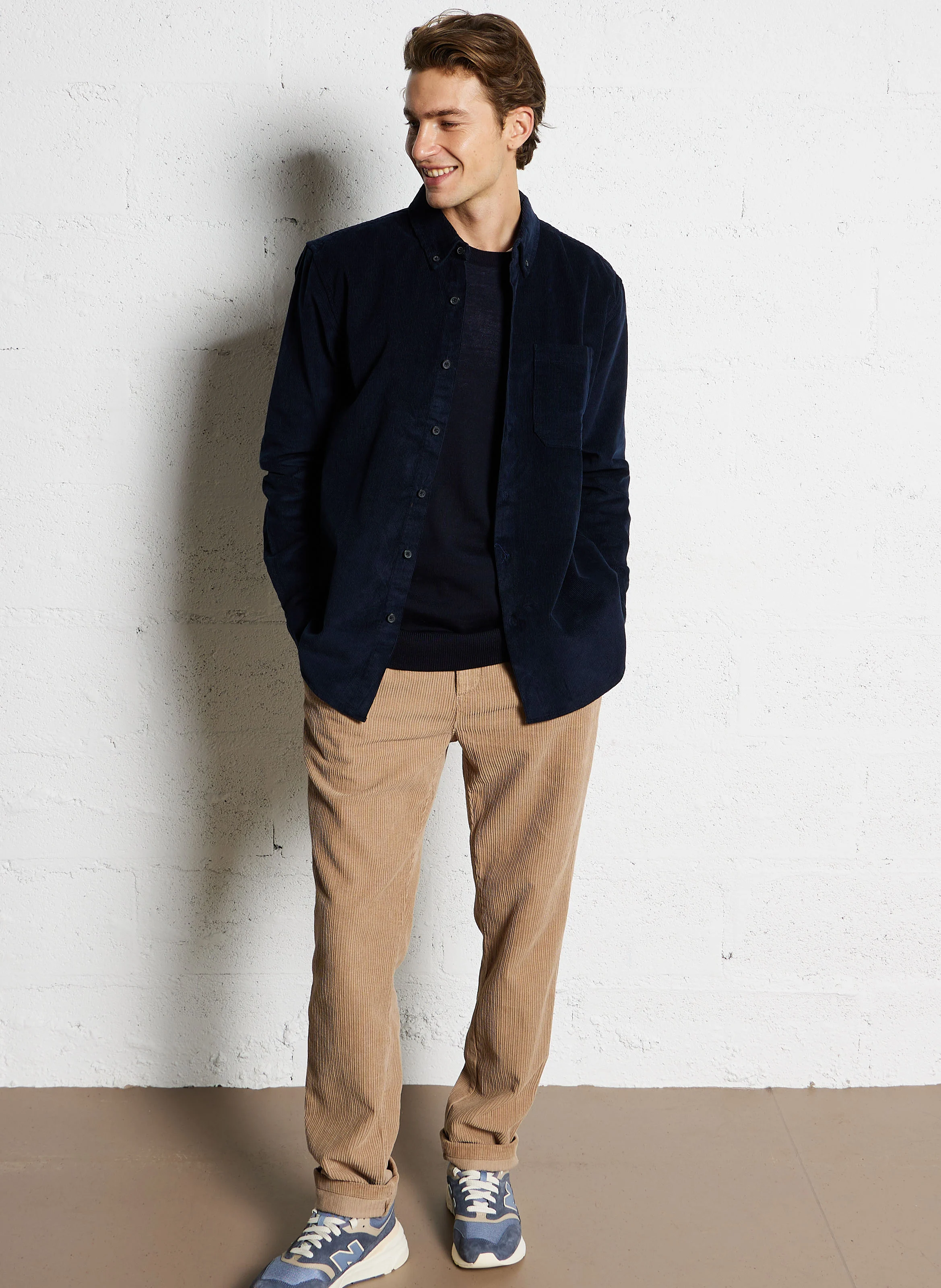 SPENCER - Chemise droite en velours côtelé| Bleu