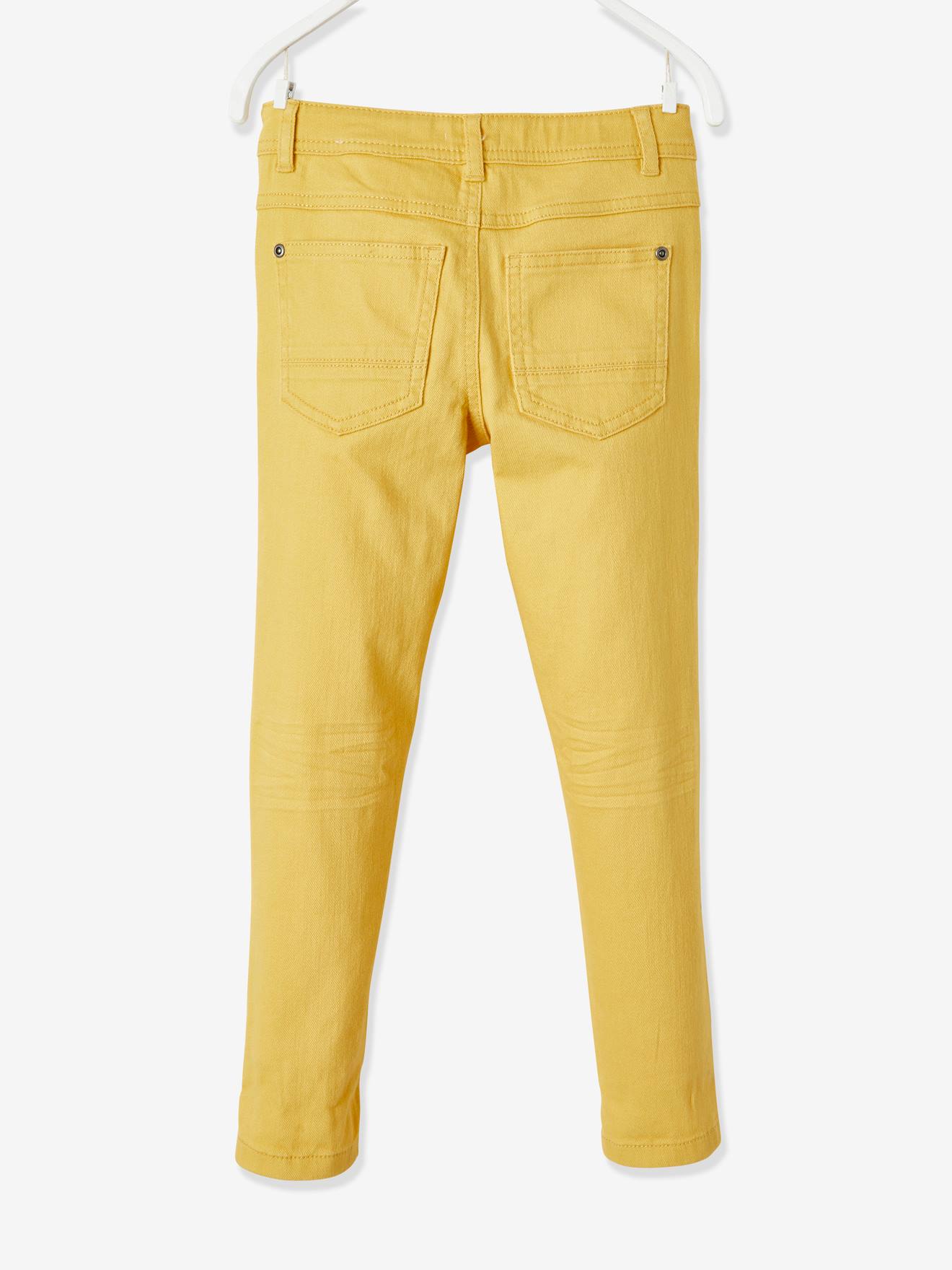Calças MorphologiK slim para meninos, largura no quadril, corte slim, amarelo médio, lisas com estampa.