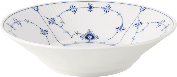 Royal Copenhagen Musselmalet Riflet Tallerken Dyb, 21 cm Hvid