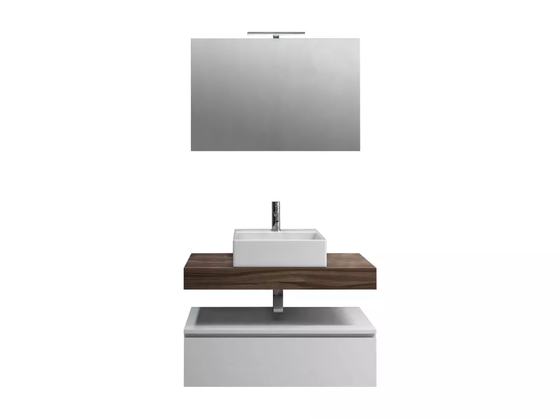 Ensemble de salle de bain 5 pièces ASTRA noyer/blanc
