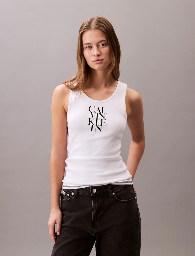 Calvin Klein Jeans Tanktop »SL COTTON RIB SOLID TANK«, Mit tiefem Rundhalsausschnitt