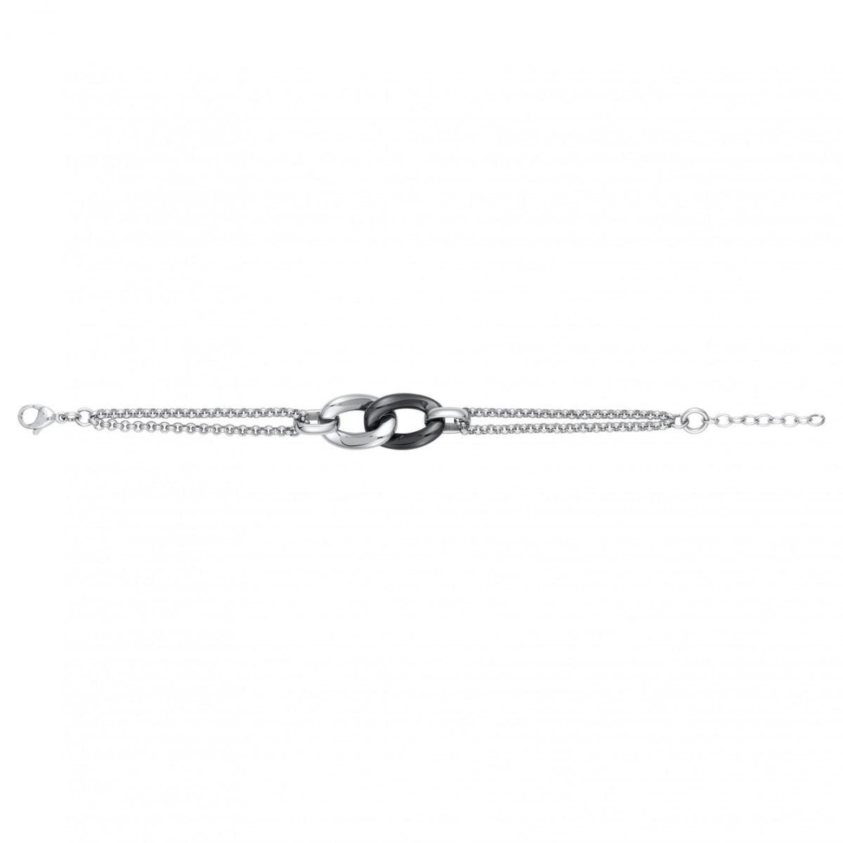 Bracelet souple mono-motif en Acier 316L et céramique - blanc brillant