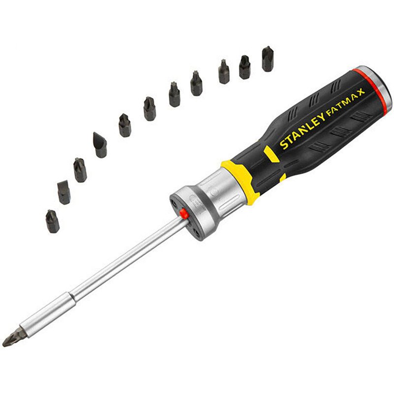 Tournevis porte embouts à cliquet avec LED + 12 embouts Stanley