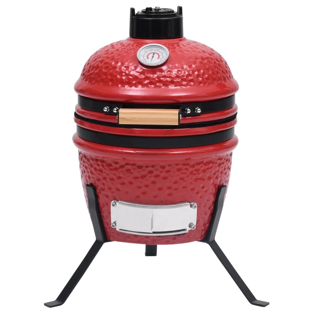 Barbecue à fumoir kamado 2-en-1 céramique 56 cm rouge