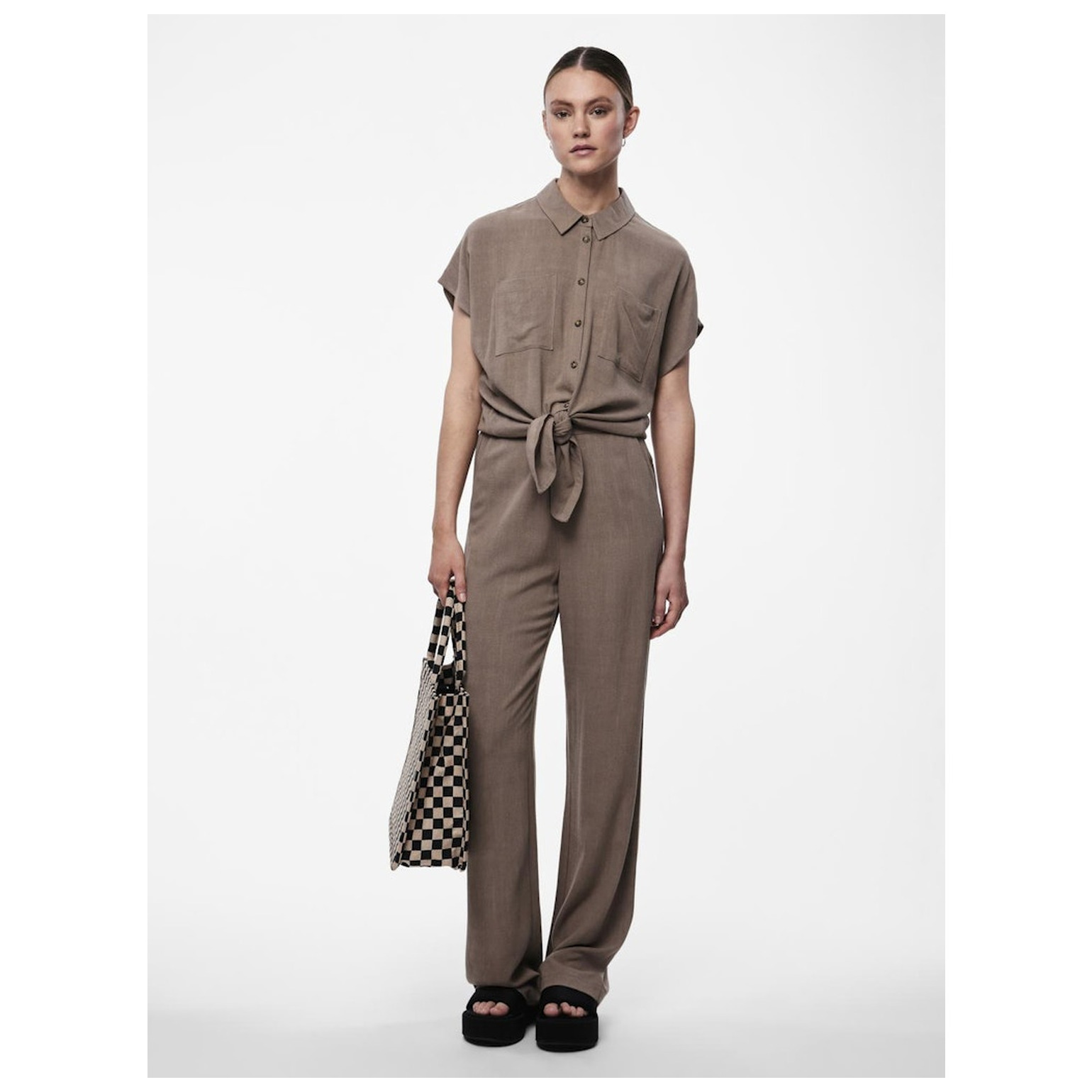 Pieces PCVINSTY SS LINEN TIE SHIRT NO