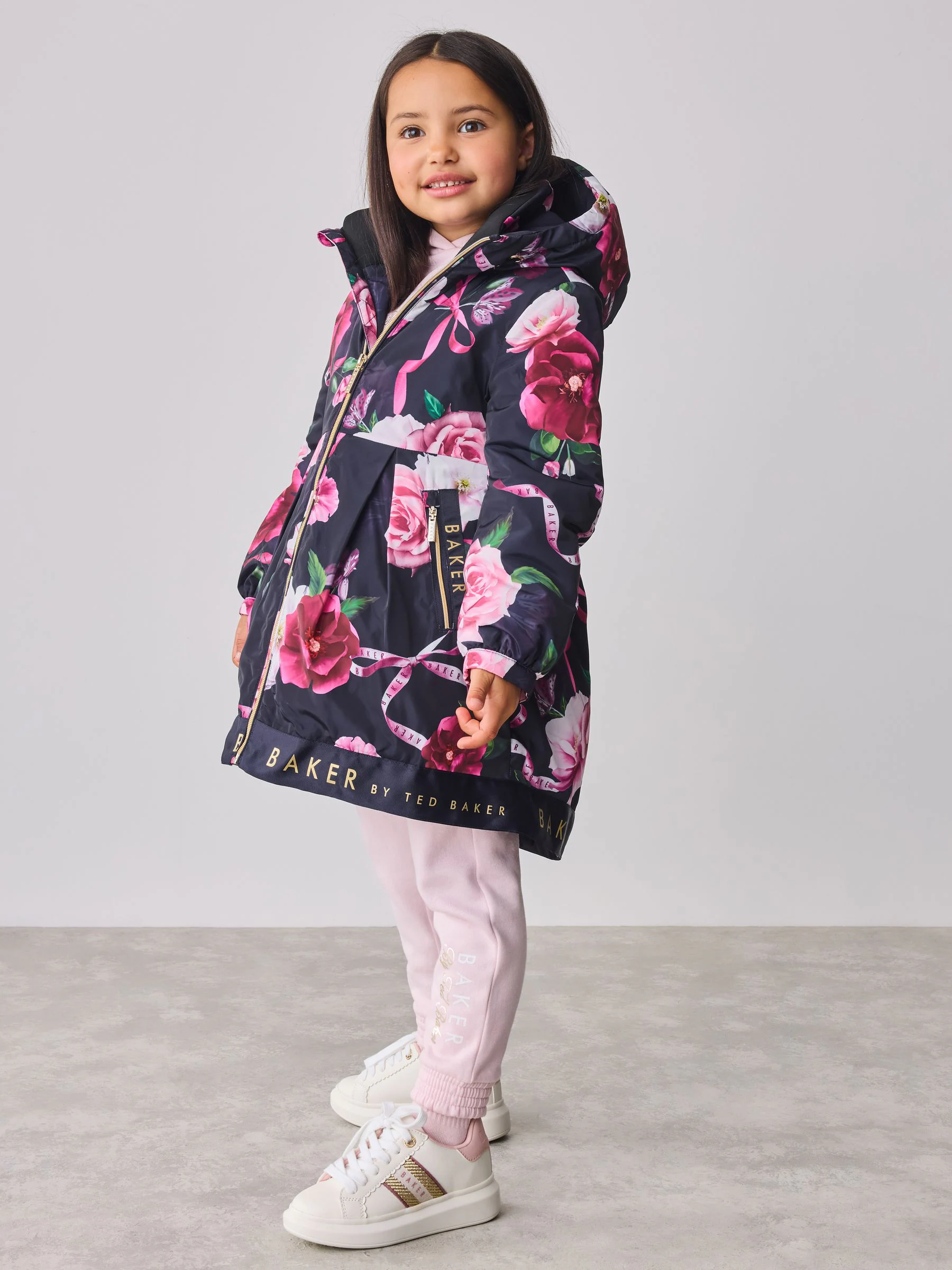 Marineblauw - Baker by Ted Baker regenjas met merklogo op de zoom