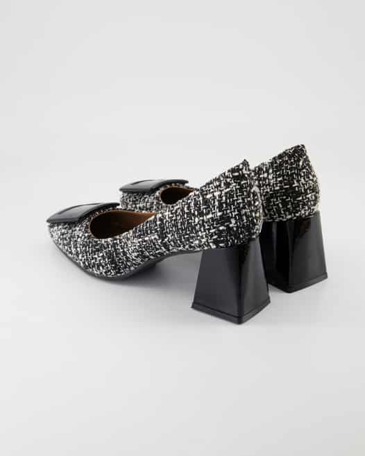 Konstantin Starke Tweed Melange Nero 97 /Vernice Pumps in Schwarz