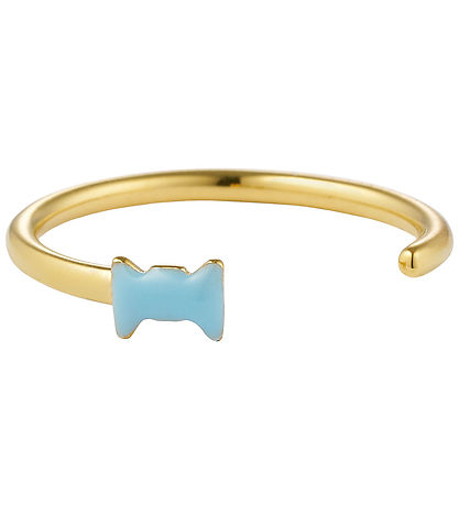 Design Letters Ring - Bow Tie - Guld/Lyseblå