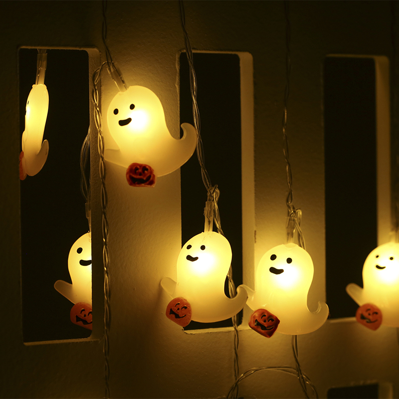 (1.5m) 10 LED's Halloween Party Deko Lichterkette Gespenst Geist (Batteriebetrieben) - Warmweiss