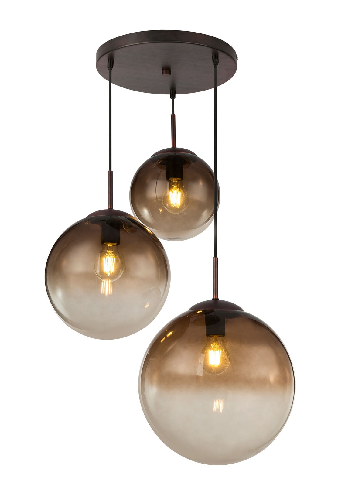 VARUS Pendellampe braun 15865-3, D/H: 51 x 120 cm, Glas, Metall