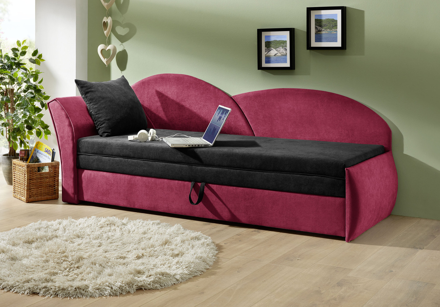 Schlafsofa mit Bettkasten und 1 Dekokissen