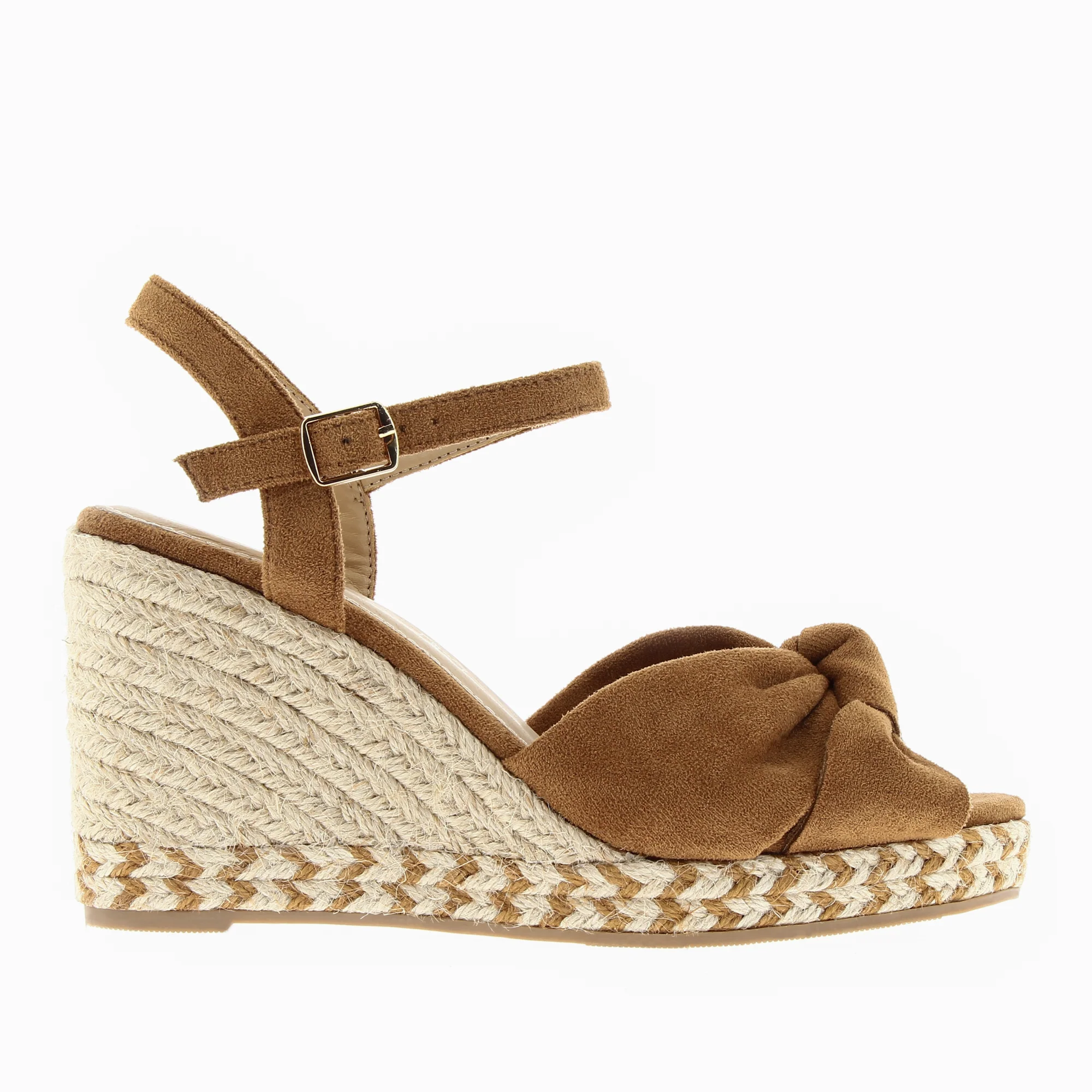 Sandales à talon, Compensées-Sandales compensées nouées Zoëlla camel