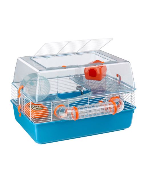 Ferplast Hamsterkooi Duna Fun - Dierenverblijf - 55x47x37.5 cm Blauw Oranje