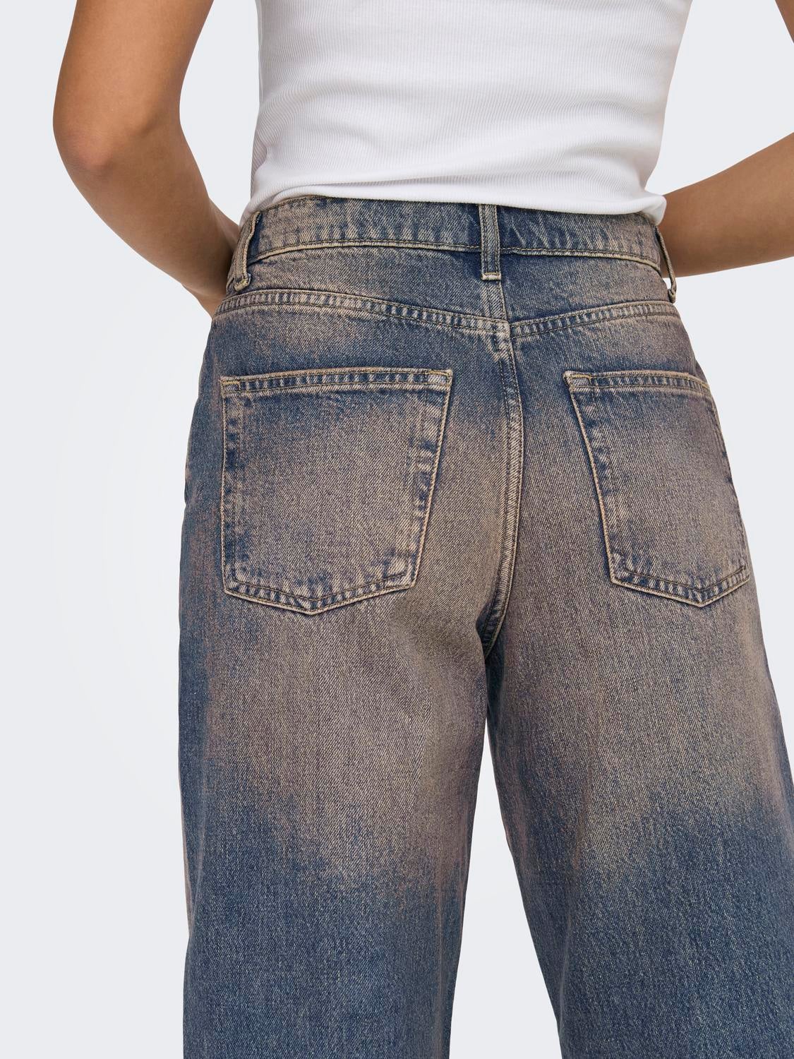 ONLWATTS Mittlere Taille Boyfriend Schnitt Jeans Dark Blue Denim