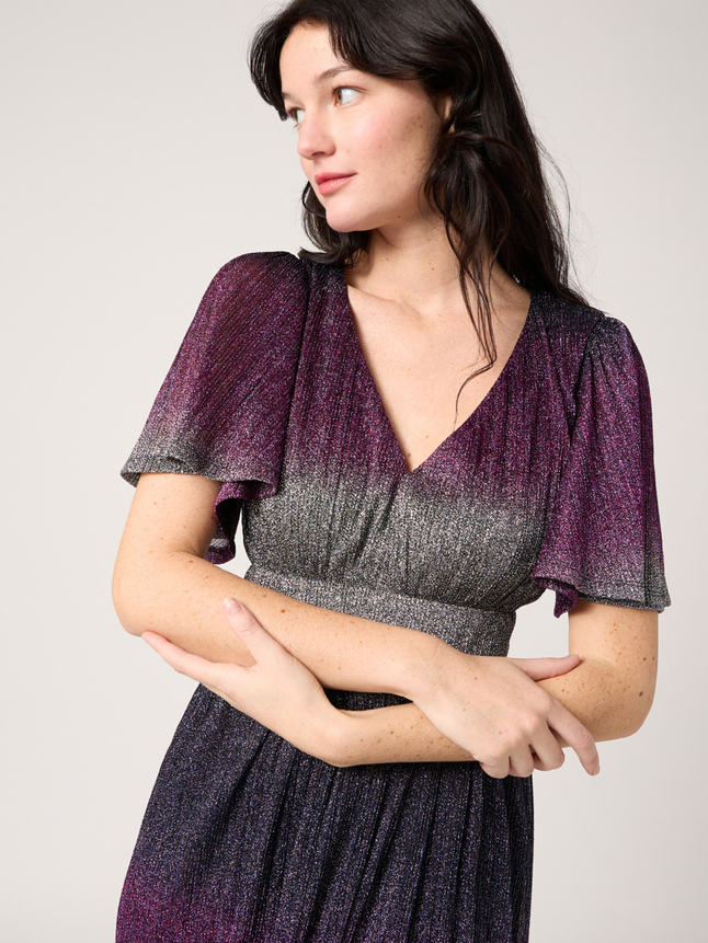 Robe tie and dye en fils métallisés