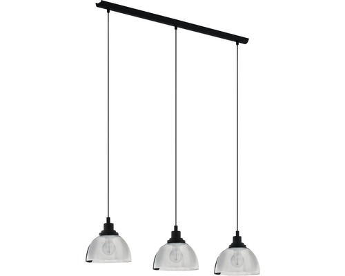 Hanglamp, 3-lichts, HxL 110x90,5 cm, zwart/transparant