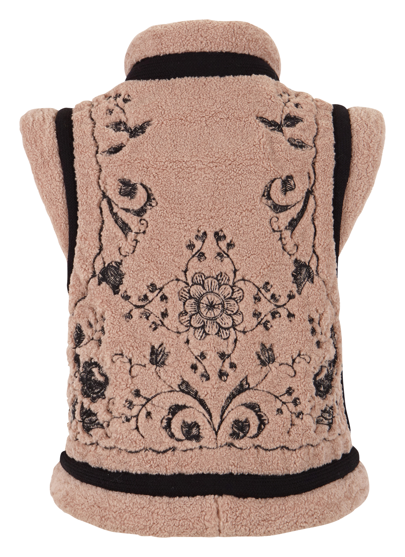 SALIBA - Gilet col montant brodé en sherpa | Rose