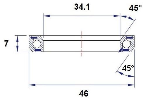 Roulement de Direction Black Bearing C9 34.1 x 46 x 7 mm 45/45°