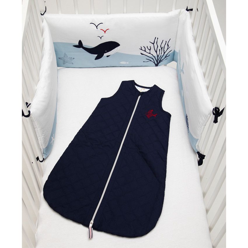 Tour de lit 3 pans Pretty sea - Bleu marine