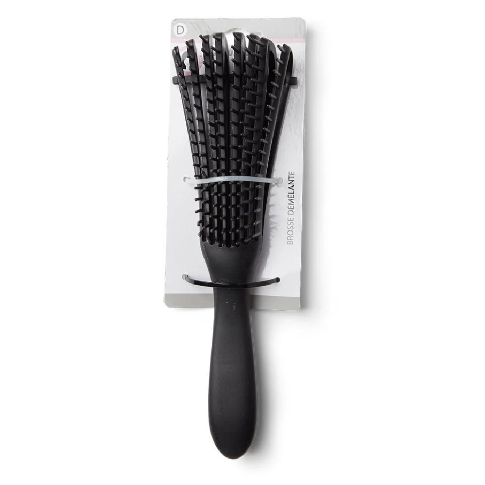 Brosse à cheveux démêlante plate à picots PVC noir
