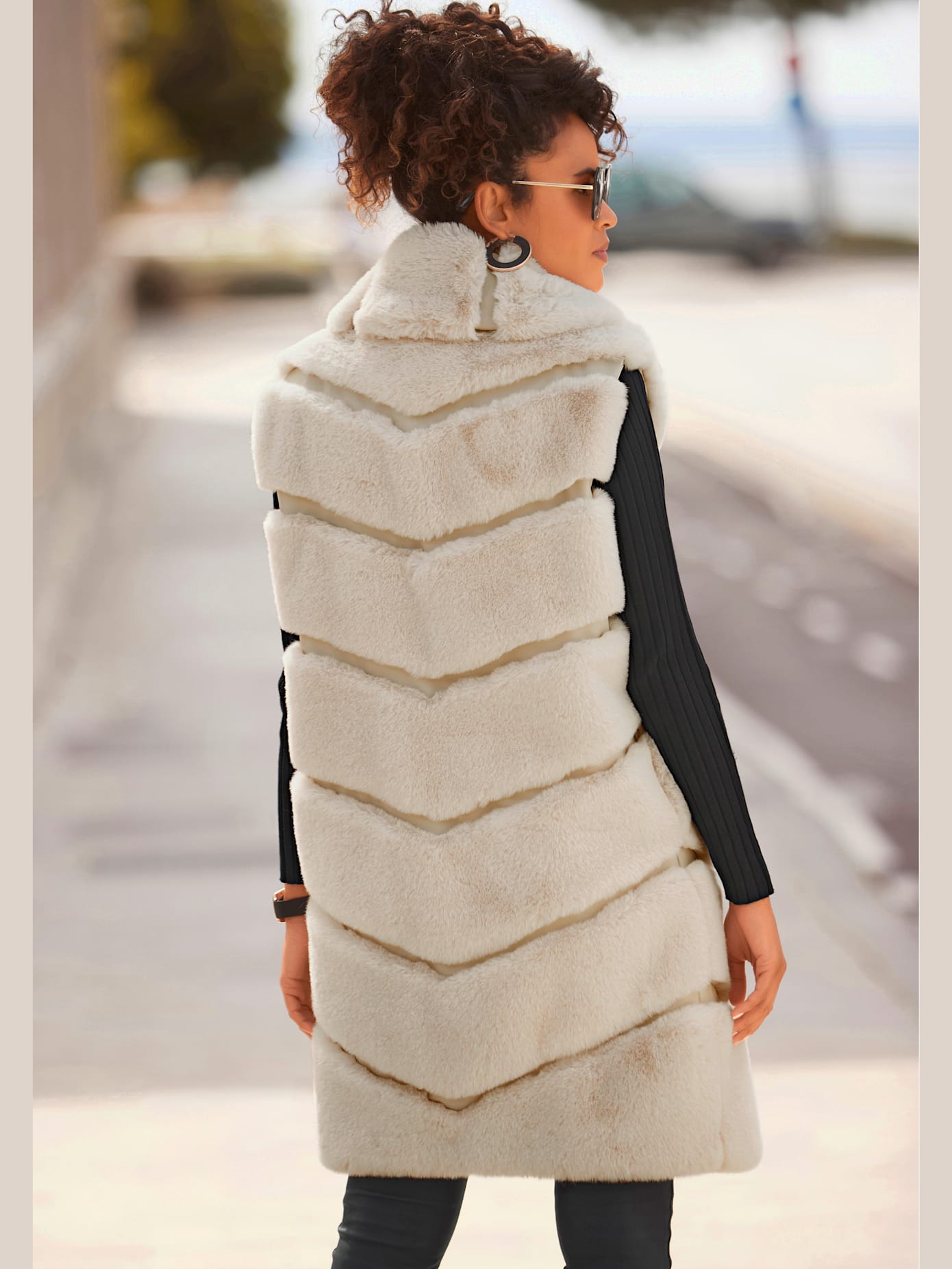 Gilet imitation fourrure gilet long tendance