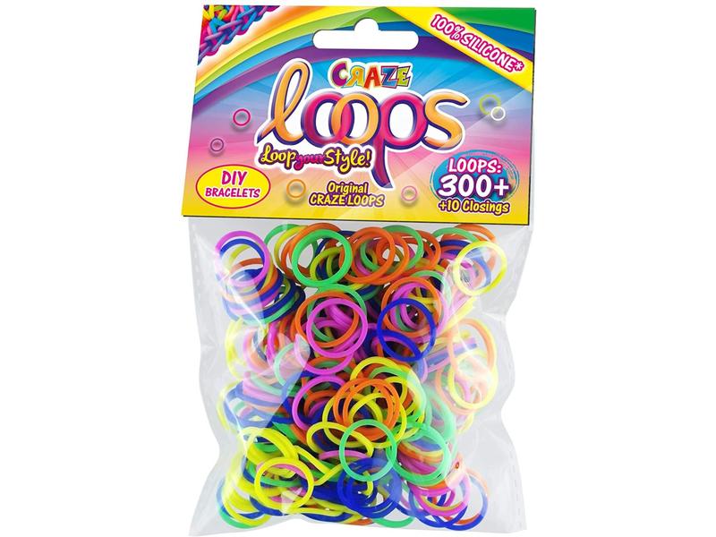 Craze Bastelset Loops Refill Pack - 300 assortiert Nachfüllpack mit Gummibändern