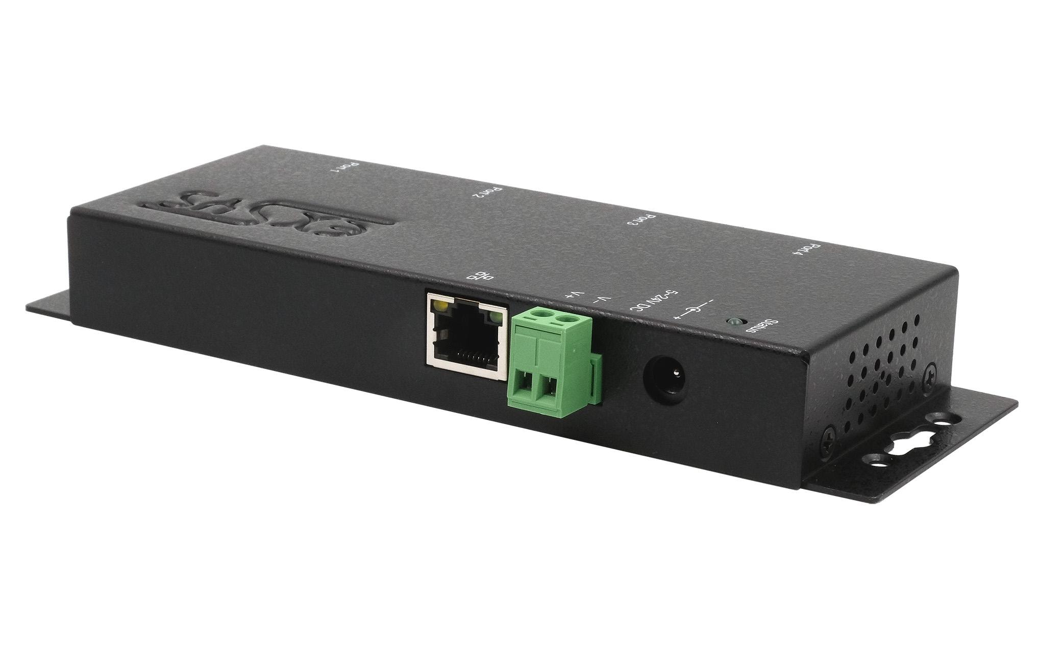 Serieller Geräteserver EX-6114-2 4-Port-RS-232<br>Ethernet zu 4x RS-232 port, inkl. 12V/3A Netzteil