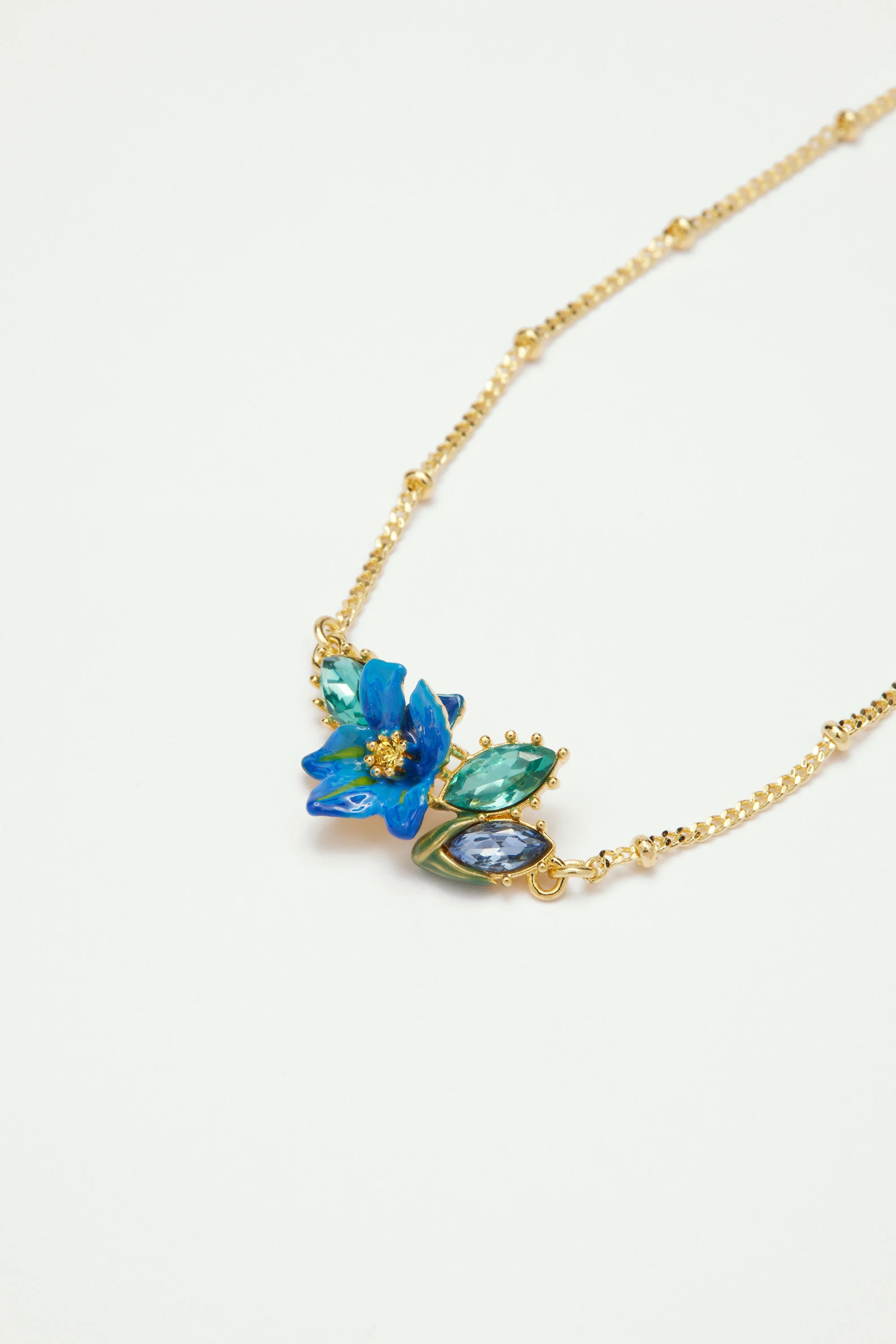 Bracelet fin iris de sibérie et verre facetté | Bleu