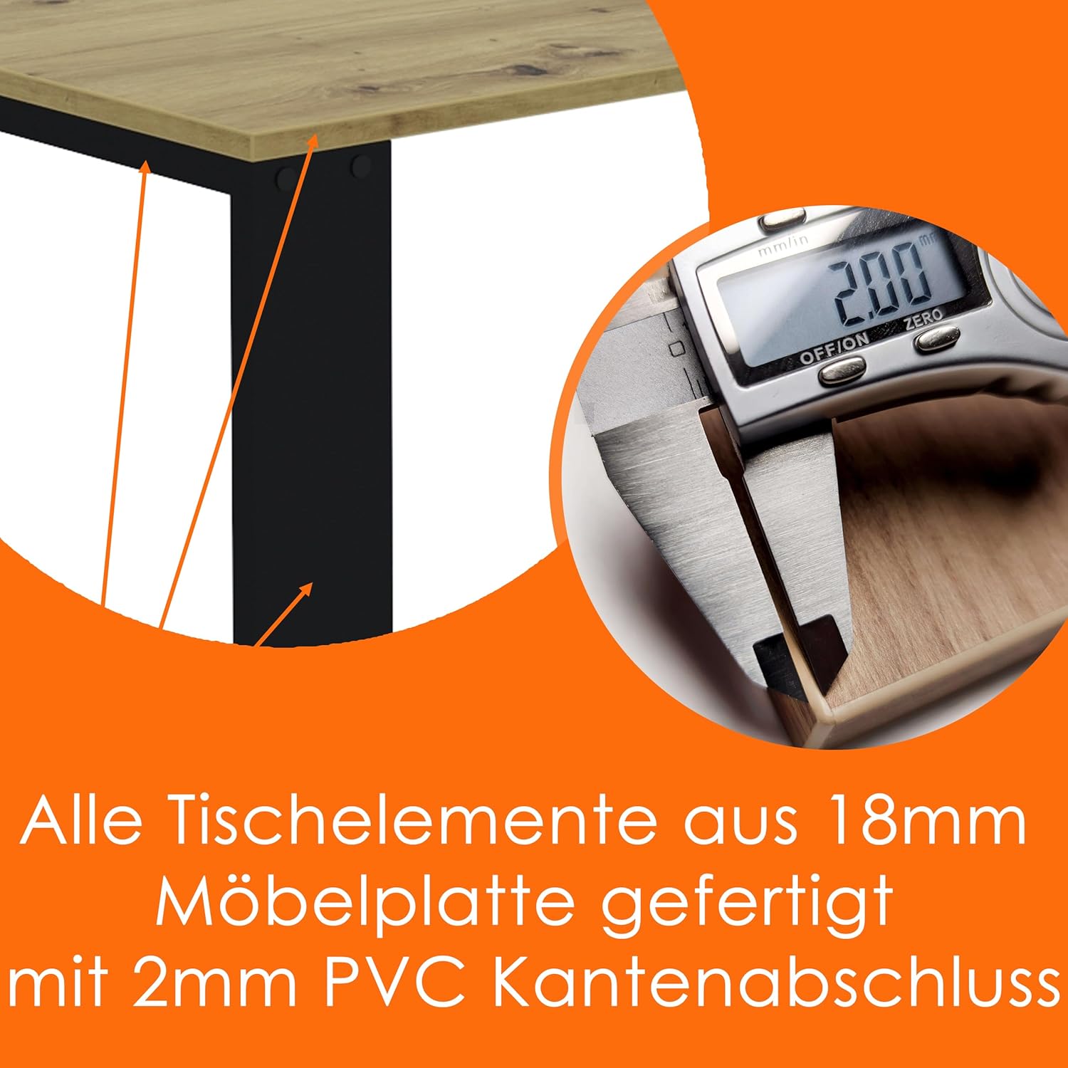 AKKE Esstisch Küchentisch Esszimmertisch Artisan-Eiche 60x60cm