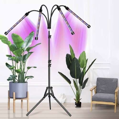 Vekstlampe med Stativ / Plantebelysning - 4 LED-paneler