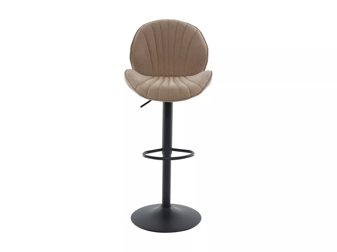 Lot de 2 tabourets de bar en tissu et métal noir - Hauteur réglable - Taupe - LANCENIA