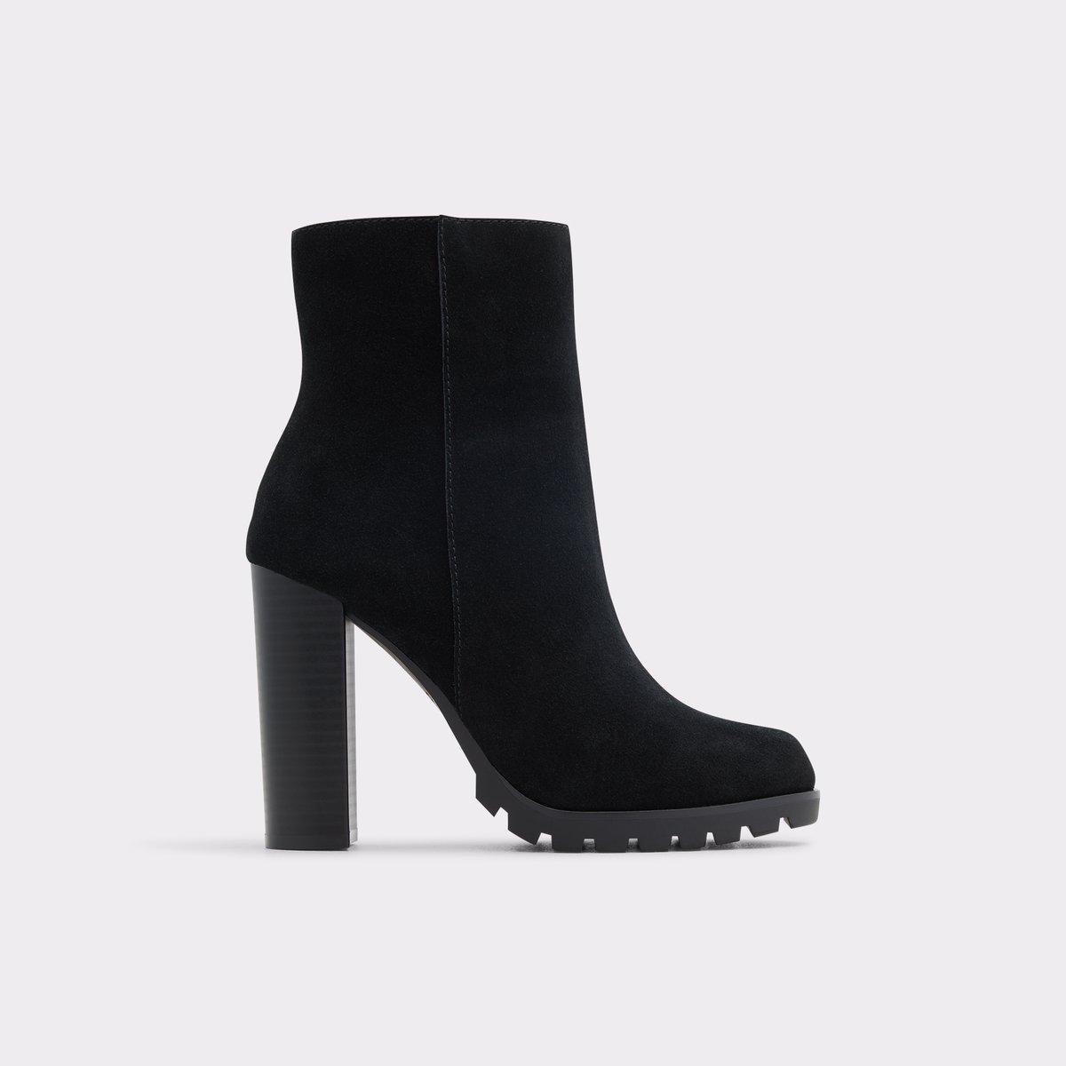 Doria Black Leather Suede Women Ankle boots