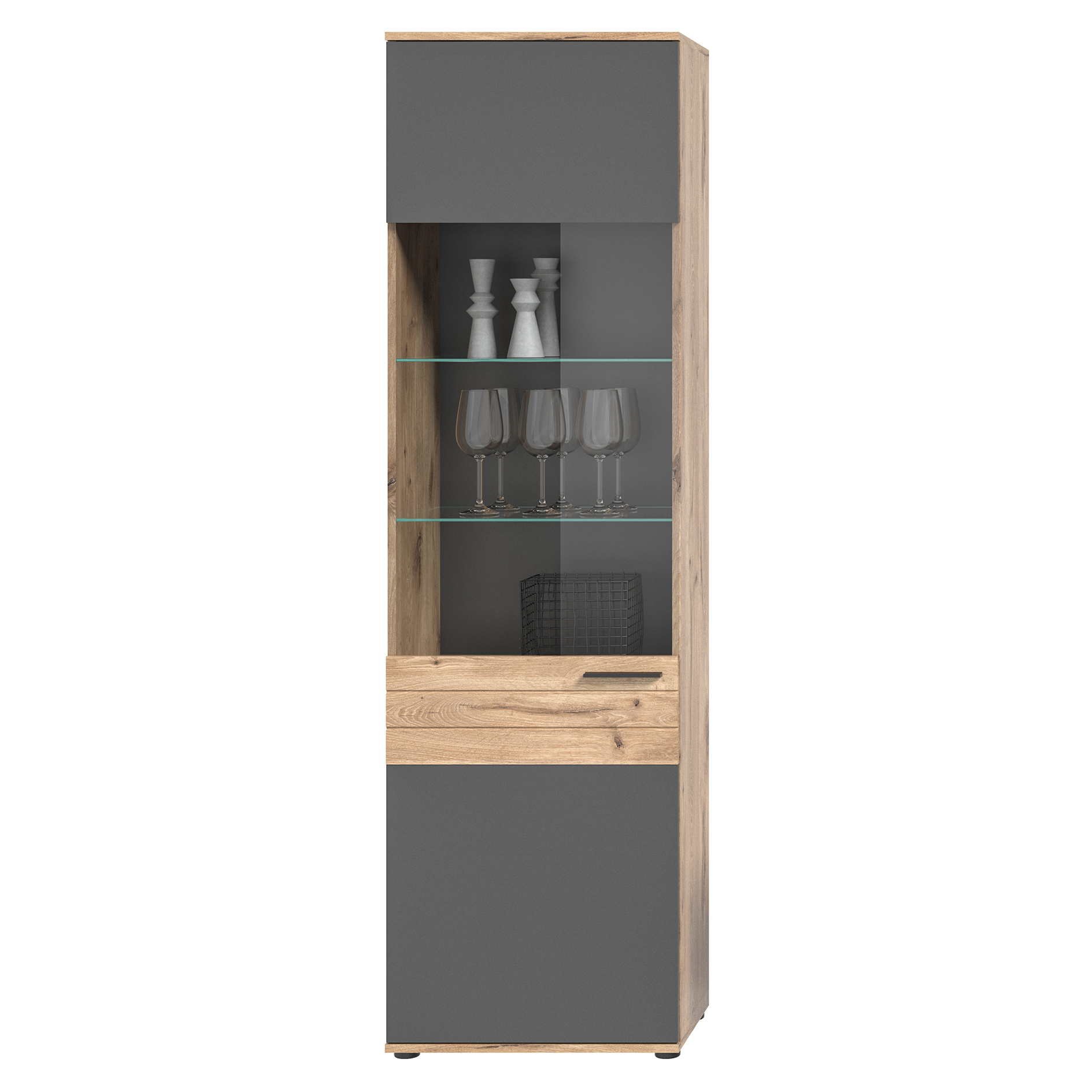 Vitrine MASON - Nox Oak - Basalt grau - 57 cm
