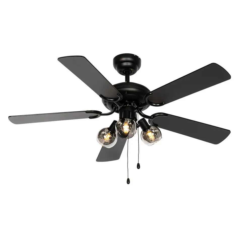 Qazqa plafondventilatoren mistral zwart e14